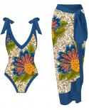 Ethnic Style Swimsuit Women 2023 High Waist Skirt Bikini Set Two Piece V Neck Monokini Brazilian Bathing Suit Swimwear Y