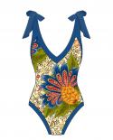 Ethnic Style Swimsuit Women 2023 High Waist Skirt Bikini Set Two Piece V Neck Monokini Brazilian Bathing Suit Swimwear Y