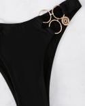  Bikini Metal Ring Chain Swimsuit Women 2023 Summer Hollow Out Push Up Beach Bathing Suit High Waist Swimwear New Oldl03