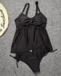 Swimsuit Women 2023  Black Bikini 2 Piece V Neck Tankini Conservative Underbelly Swimsuit Beach Bathing Suit Ysm210505