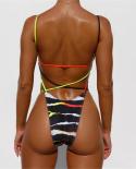  Sequin Bikini Swimwear Women Lace Up Bandage Backless One Piece Swimsuit 2022 Beach Push Up Bathing Suit Bodysuit Monok