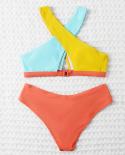  High Waist Bikini 2023 Women Neck Cross Patchwork Push Up Two Piece Swimsuit Hollow Out Beach Bathing Suit Swimwear Ols