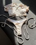 Milky White Swimsuit Women 2023  Two Piece Bikini Bandage Cross Hollow Out Lace Up Bathing Suit Beach Swimwear Syf9099