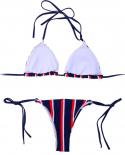  Micro Stripe Bikini 2023 New Triangle Cup Suspender Two Piece Bathing Suit Low Waist Lace Up Backless Beach Swimwear Yq