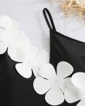 White Flower Swimsuit Women 2023 High Waist Skirt Bikini Black 3 Piece Monokini Brazilian Conservative Bathing Suit Swim