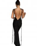 Women Long  French Slit Wrapped Sleeveless Backless Off Shoulder Slim Tight Fitting Hip Knit Over The Knee Dresses