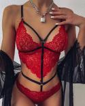 Ladies Transparent  Underwear  Bodysuits Full Lace See Through Lingerie Backless Hollow Out Lingerie Nightwearteddies  