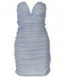  Nightclub Fashion Dress Womens Tube Top Sequin Peach Heart Neck Slim Bodycon Short Dress 2023 Summer Pleated Mini Dres