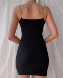  Tight Short Dress Women Chain Suspenders Slim Peach Hip Nightclub Style Mini Dress 2023 Summer Fashion Ladies Clothes