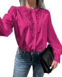 Elegant Vintage Lace Shirt Women Fashion Long Sleeve Office Lady Loose Blouse Clothes Spliced Mesh White Blouse Top Blus