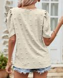 Casual Summer Puff Sleeve Shirts V Neck Women Blouses Chiffon Fashion Clothing 2023 New Loose Short Sleeve Tops Blusas 2
