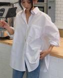 Vintage Loose Turn Down Collar Women Blouses Autumn  White Women Shirt Female Tops Long Sleeve Casual Chemisier Femme 11