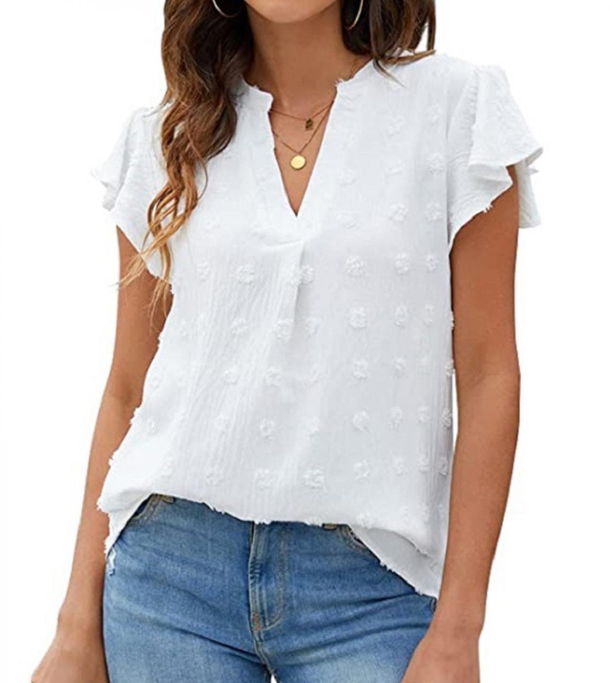 Elegante blusa de manga corta de verano con cuello en V para mujer 2023 nueva camisa de chifón a la moda para mujer Tops ropa in