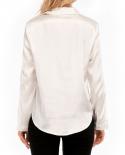 וינטג נשים חולצת סאטן משרד חולצה שרוולים ארוכים אופנה 2023 אביב צווארון מטה משי לבן חולצות אלגנטיות blusas