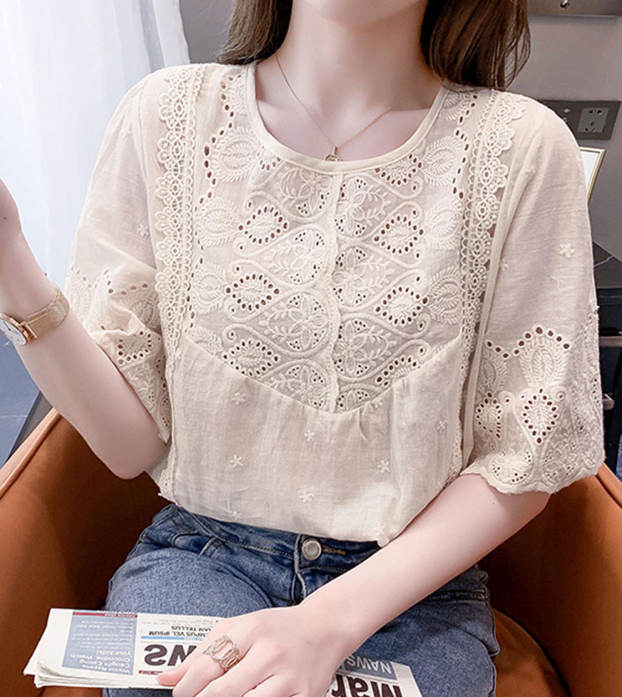 26 18 US Blusa de algod n elegante de verano para mujer blusas
