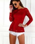  Slash Collar Lace  Hollow Out Tops Autumn New Long Sleeve Blouse Women Causal Feminine Blouse White Blouse Blusas 10435