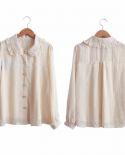Blusa de chiffon feminina de escritório com botão de fada blusa branca lisa feminina de manga comprida blusa feminina 1035