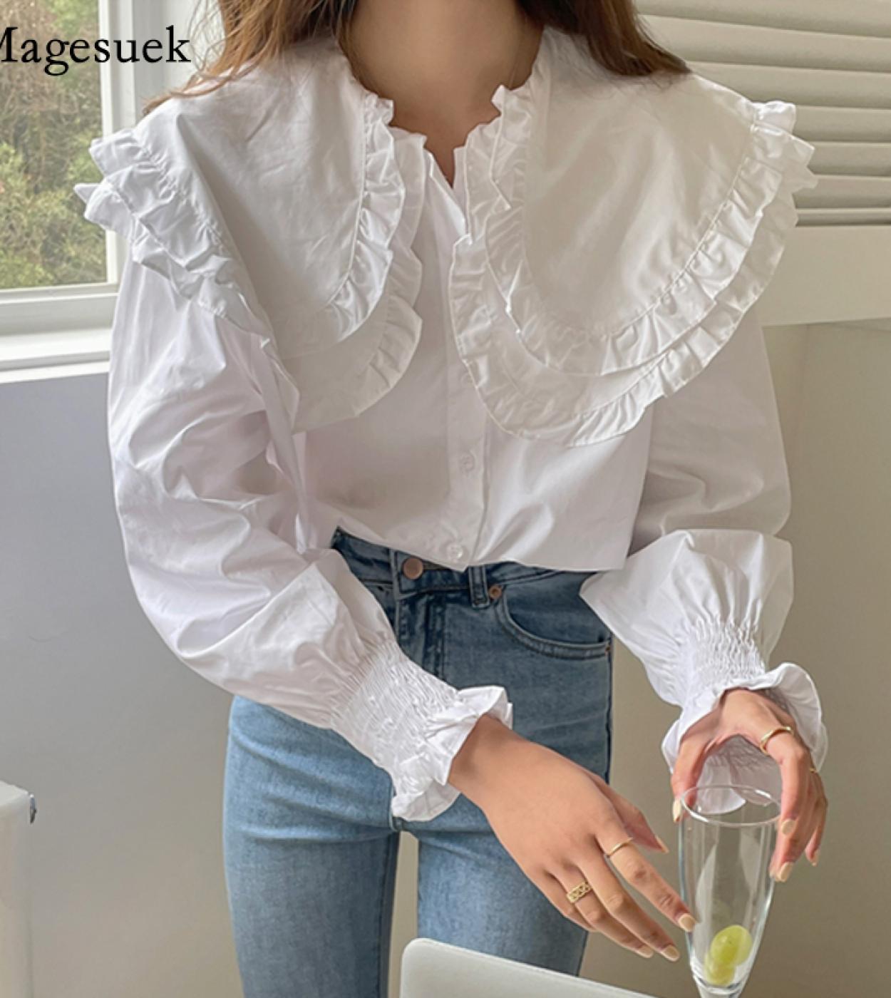 Tops elegantes para mujer, camisa de manga larga con volantes y