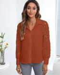 Hollow Out Lace Long Sleeve Blouse Women Office Shirt Fashion 2022 Spring And Summer Button Tops Casual Loose Clothes 22