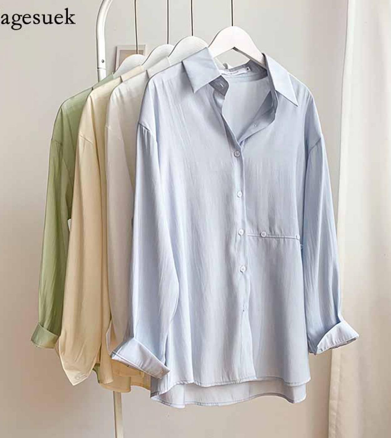 New Turn Down Collar Long Sleeve Button Up Shirts Autumn Casual Loose Women Shirts Cotton Blouse Women Tops  Clothes  16