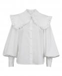 Spring Peter Pan Collar Women Blouse Vintage Ruffle Long Sleeve White Shirt Cotton Casual Tops Female Summer Frill Shirt