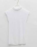 New Sleeveless Solid Casual Cotton Tank Top Autumn Turtleneck White Tops For Women Corset Tops To Wear Out Clothes Women