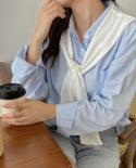 Women Shirt With Shawl Autumn Casual Cotton Long Sleeve White Shirts For Women Solid Office Lady Button Loose Tops Cloth