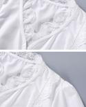 Singlebreasted Fashion Top Feminine  Autumn New White Lace Vneck Womans Blouses Lace Women Long Sleeve Shirt Blusas 108