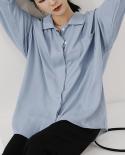 Single Breasted Loose Women Retro Simple Top Female Womens Shirt  New Autumn Solid Office Lady Style Blouse Blusas 1134