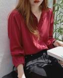 Allmatch الصلبة سترة غير رسمية بلوزة الخريف القطن ضئيلة طويلة الأكمام قميص المرأة النبيذ الأحمر اللون قاع قميص Blusas 1