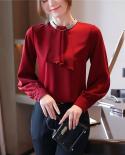  New Autumn Oneck Long Sleeve Pullover Womens Tops And Blouse Spliced Ladies Elegant Solid Chiffon Shirt Blusas 10667  