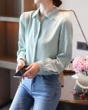  Autumn New Women Cardigan Long Button Sleeve Loose Elegant Shirt Turndown Collar Solid Chiffon Blouse Blusas Mujer 1088