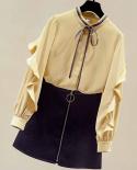 Fashion Ruffled Bow Collar Elegant Ladies Shirts  Autumn Long Sleeve Chiffon Blouse Women Blouse Women Feminine Blusas 1