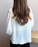 Women Long Lantern Sleeve Slim Fit Cardigan Shirts  Autumn  Style Solid Color Vneck Ruffled Blouse Blusas Mujer 11458  B