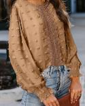 Fashion Autumn Chiffon Lace Blouses Long Sleeve Women Elegant Loose Tops Elegant Office Casual Sweet Shirts Blusas Mujer