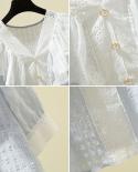 Elegant 4xl Summer Lace Blouse Women New Short Sleeve Ruffle Patchword V Neck Loose Shirt  Sweet Fashion Women Tops 1421