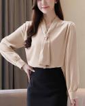 Women Solid Elegant Pullovers Spliced Shirt Chiffon Streamer Shirts Autumn  Style Lantern Long Sleeve Vneck Blouse 11380