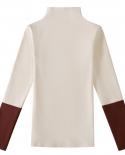 Cotton Halfturtleneck Womens Bottoming Shirt Long Sleeve Fashion Solid Slim Stitching Autumn  Pullover Tshirt 11219  Ts
