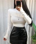 Wool Chic  Clothes Slim Fit Solid Office Lady Tops  Autumn And Winter O Neck Woman Shirts Vintage Women T Shirt  10708ts