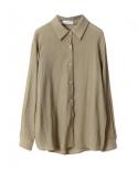 Loose Inner Turndown Collar Cardigan White Shirts Top  Autumn And Winter  Style Long Sleeve Blouse Women Blusas 12142  B