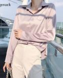 Fashion Office Lady Women White Tops Autumn Button Shirt Turndown Collar Pocket Blouse Long Sleeve Shirt Feminina Blusa 