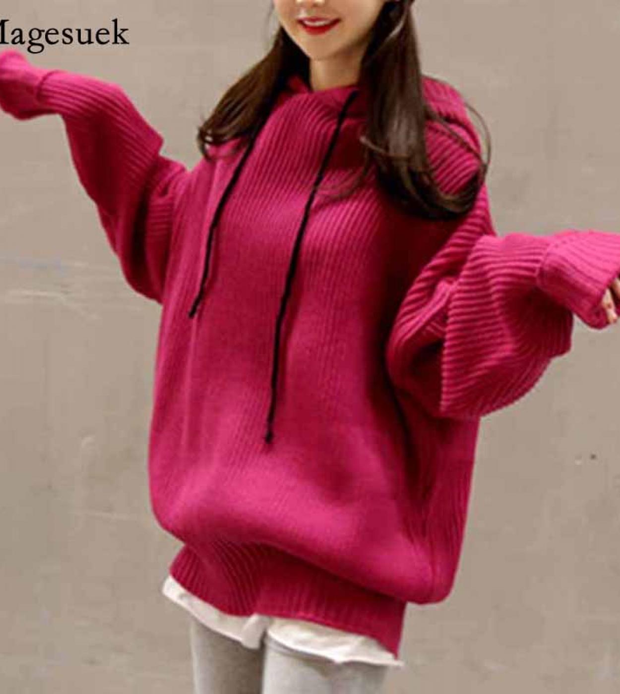 Loose Knitted Wool  Sweatshirt Drawstring Casual Oversized Hoodie  Elegant Womens Harajuku Pullover Hoodies 11847  Hood