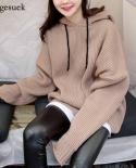 Loose Knitted Wool  Sweatshirt Drawstring Casual Oversized Hoodie  Elegant Womens Harajuku Pullover Hoodies 11847  Hood