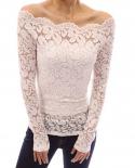Off Shoulder Lace Elegant Blouse For Women Long Sleeve Hollow Crochet Shirts Ladies 2023  Slim Fit Tops Blusas Mujer 267