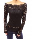 Off Shoulder Lace Elegant Blouse For Women Long Sleeve Hollow Crochet Shirts Ladies 2023  Slim Fit Tops Blusas Mujer 267