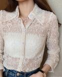 Blouse Shirt Lace Embroidery Floral  Floral Embroidery Blouse White   Chic  