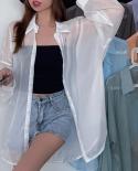 Summer Long Sleeve See Through Blouse Women 2023 Chiffon Holiday Beach Shirts Fashion Tops Sun Protection Clothes Blusas