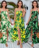 Bohemian Beach Style Dress Womens Backless Suspenders High Waist Long Skirt 2023 Spring Summer New Female Seaside Holid