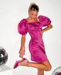 Fashion Party Evening Dress Women Puff Sleeve Square Neck Bodycon Slim Dress 2023 Summer Elegant Commuting Ladies Clothe