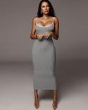 Summer  Sling Dress Ladies Backless Slim Peach Hip Long Dress 2023 New Clothes Fashion Casual Ladies Elegant Dress